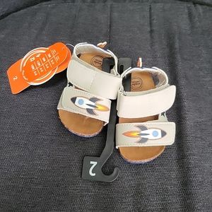 NWT Boys Infant Size 2 Wonder Nation Rocket Ship Space Sandals